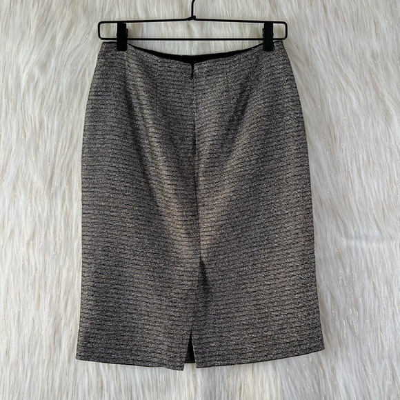 Calvin Klein Womens Pencil Skirt Metallic Above Knee Back Slit Zip Dressy 2 New - Picture 3 of 5